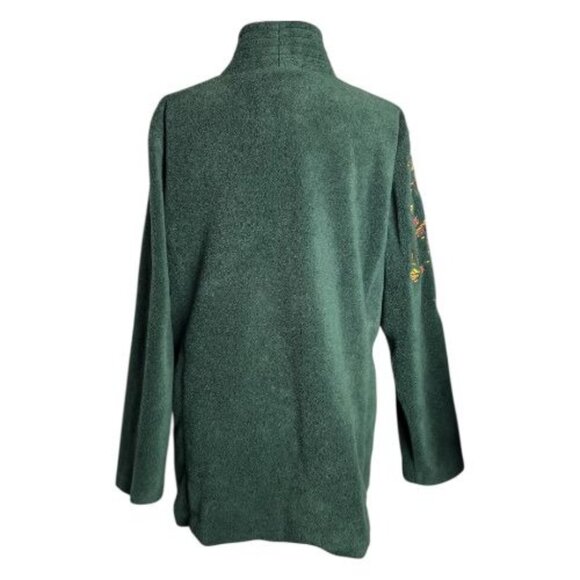 Bob Mackie Wearable Art Green Autumn Leaf Velour Shacket Coat Women's SZ LG - Picture 8 of 9